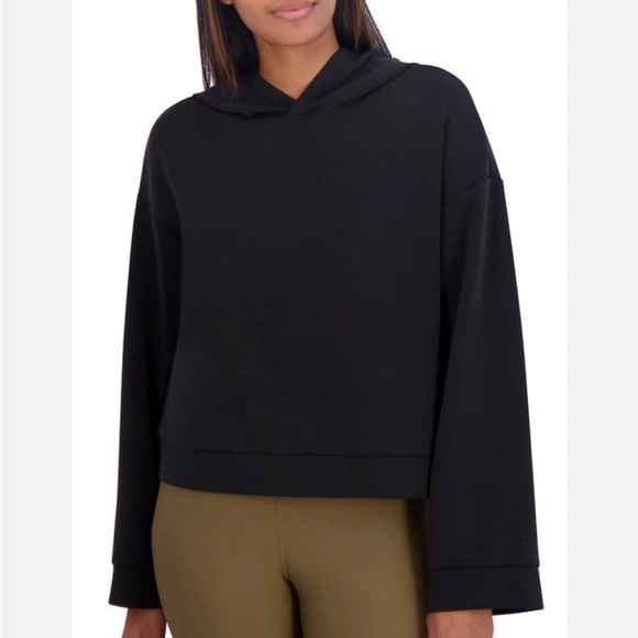 Sage Collective Relaxed Wide Sleeve Crop Hoodie S Black - Picture 2 of 10